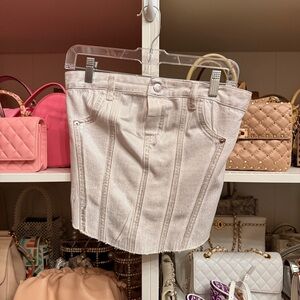 Zara Light Pink Corduroy Crop Top